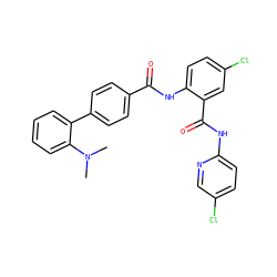 CN(C)c1ccccc1-c1ccc(C(=O)Nc2ccc(Cl)cc2C(=O)Nc2ccc(Cl)cn2)cc1 ZINC000028022043