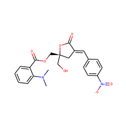 CN(C)c1ccccc1C(=O)OC[C@]1(CO)C/C(=C\c2ccc([N+](=O)[O-])cc2)C(=O)O1 ZINC000040891853
