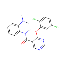 CN(C)c1ccccc1N(C)C(=O)c1cncnc1Oc1cc(Cl)ccc1Cl ZINC000095579907
