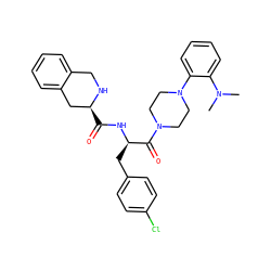CN(C)c1ccccc1N1CCN(C(=O)[C@@H](Cc2ccc(Cl)cc2)NC(=O)[C@H]2Cc3ccccc3CN2)CC1 ZINC000027865921