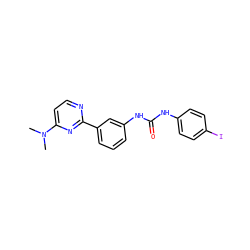 CN(C)c1ccnc(-c2cccc(NC(=O)Nc3ccc(I)cc3)c2)n1 ZINC001772632037