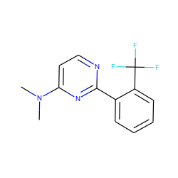 CN(C)c1ccnc(-c2ccccc2C(F)(F)F)n1 ZINC000004268076