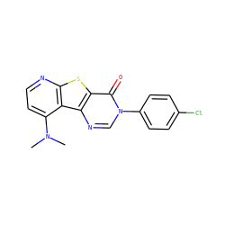 CN(C)c1ccnc2sc3c(=O)n(-c4ccc(Cl)cc4)cnc3c12 ZINC000000756260