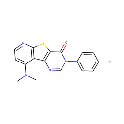 CN(C)c1ccnc2sc3c(=O)n(-c4ccc(F)cc4)cnc3c12 ZINC000013676089