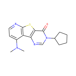 CN(C)c1ccnc2sc3c(=O)n(C4CCCC4)cnc3c12 ZINC000013676120