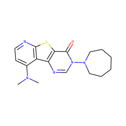 CN(C)c1ccnc2sc3c(=O)n(N4CCCCCC4)cnc3c12 ZINC000013676140