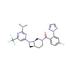 CN(C)c1nc(N2C[C@@H]3CCN(C(=O)c4ccc(F)cc4-n4nccn4)C[C@@H]32)cc(C(F)(F)F)n1 ZINC000145539190
