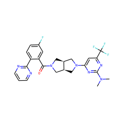 CN(C)c1nc(N2C[C@H]3CN(C(=O)c4cc(F)ccc4-c4ncccn4)C[C@H]3C2)cc(C(F)(F)F)n1 ZINC000116828023