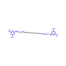 CN(C)c1nc(NCCCNCCCCCCCCCCCCNCCCNc2nc(N(C)C)nc(N(C)C)n2)nc(N(C)C)n1 ZINC000027088645