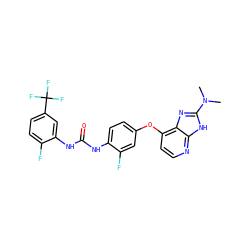 CN(C)c1nc2c(Oc3ccc(NC(=O)Nc4cc(C(F)(F)F)ccc4F)c(F)c3)ccnc2[nH]1 ZINC000058541055