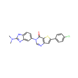 CN(C)c1nc2cc(-n3cnc4cc(-c5ccc(Cl)cc5)sc4c3=O)ccc2[nH]1 ZINC000040568028