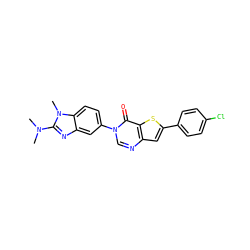 CN(C)c1nc2cc(-n3cnc4cc(-c5ccc(Cl)cc5)sc4c3=O)ccc2n1C ZINC000040767042