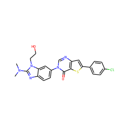 CN(C)c1nc2ccc(-n3cnc4cc(-c5ccc(Cl)cc5)sc4c3=O)cc2n1CCO ZINC000040575952