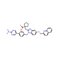 CN(C)c1ncc(-c2ccc(Cn3c(CC4(C(=O)O)CCCC4)nc4cc(OCc5ccc6ccccc6n5)ccc43)cc2)cn1 ZINC000226101732