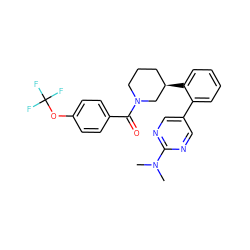 CN(C)c1ncc(-c2ccccc2[C@@H]2CCCN(C(=O)c3ccc(OC(F)(F)F)cc3)C2)cn1 ZINC001772621137
