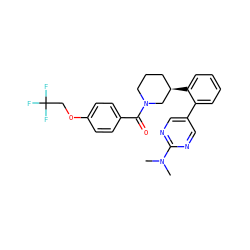 CN(C)c1ncc(-c2ccccc2[C@@H]2CCCN(C(=O)c3ccc(OCC(F)(F)F)cc3)C2)cn1 ZINC000221553575