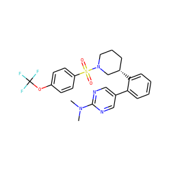 CN(C)c1ncc(-c2ccccc2[C@H]2CCCN(S(=O)(=O)c3ccc(OC(F)(F)F)cc3)C2)cn1 ZINC001772618190