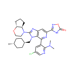 CN(C)c1ncc(Cl)cc1-c1nc(-c2noc(=O)[nH]2)cc2nc(N3CCO[C@@H]4CCC[C@H]43)n(C[C@H]3CC[C@H](C)CC3)c12 ZINC000261191766
