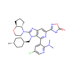CN(C)c1ncc(Cl)cc1-c1nc(-c2noc(=O)[nH]2)cc2nc(N3CCO[C@H]4CCC[C@@H]43)n(C[C@H]3CC[C@H](C)CC3)c12 ZINC001772579111