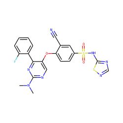 CN(C)c1ncc(Oc2ccc(S(=O)(=O)Nc3ncns3)cc2C#N)c(-c2ccccc2F)n1 ZINC000095585109