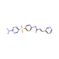 CN(C)c1ncc(S(=O)(=O)c2ccc(NC(=O)/C=C/c3cccnc3)cc2)cn1 ZINC000205368817