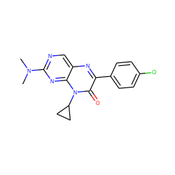 CN(C)c1ncc2nc(-c3ccc(Cl)cc3)c(=O)n(C3CC3)c2n1 ZINC000004238425