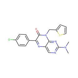 CN(C)c1ncc2nc(-c3ccc(Cl)cc3)c(=O)n(Cc3cccs3)c2n1 ZINC000004238999