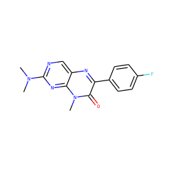 CN(C)c1ncc2nc(-c3ccc(F)cc3)c(=O)n(C)c2n1 ZINC000004239158