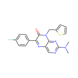 CN(C)c1ncc2nc(-c3ccc(F)cc3)c(=O)n(Cc3cccs3)c2n1 ZINC000004239008