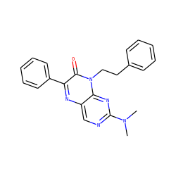 CN(C)c1ncc2nc(-c3ccccc3)c(=O)n(CCc3ccccc3)c2n1 ZINC000004238893