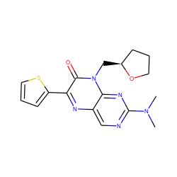 CN(C)c1ncc2nc(-c3cccs3)c(=O)n(C[C@H]3CCCO3)c2n1 ZINC000004238766