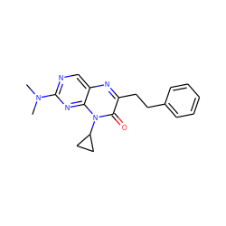 CN(C)c1ncc2nc(CCc3ccccc3)c(=O)n(C3CC3)c2n1 ZINC000004238889