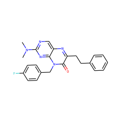 CN(C)c1ncc2nc(CCc3ccccc3)c(=O)n(Cc3ccc(F)cc3)c2n1 ZINC000004238305
