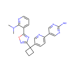 CN(C)c1ncccc1-c1nc(C2(c3ccc(-c4cnc(N)nc4)nc3)CCC2)no1 ZINC000096175531