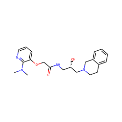 CN(C)c1ncccc1OCC(=O)NC[C@H](O)CN1CCc2ccccc2C1 ZINC000218917796