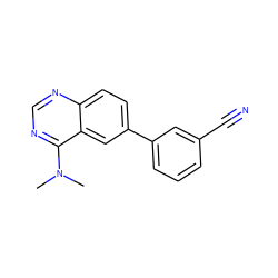 CN(C)c1ncnc2ccc(-c3cccc(C#N)c3)cc12 ZINC000004266084