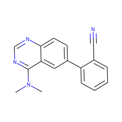 CN(C)c1ncnc2ccc(-c3ccccc3C#N)cc12 ZINC000004268408