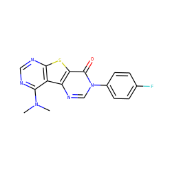 CN(C)c1ncnc2sc3c(=O)n(-c4ccc(F)cc4)cnc3c12 ZINC000095563324