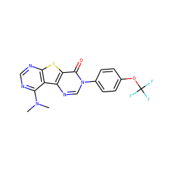 CN(C)c1ncnc2sc3c(=O)n(-c4ccc(OC(F)(F)F)cc4)cnc3c12 ZINC000095563257