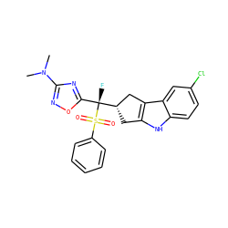 CN(C)c1noc([C@](F)([C@H]2Cc3[nH]c4ccc(Cl)cc4c3C2)S(=O)(=O)c2ccccc2)n1 ZINC000040845228