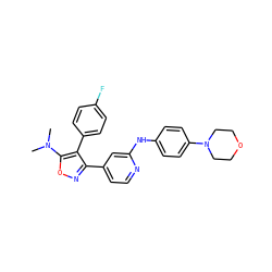 CN(C)c1onc(-c2ccnc(Nc3ccc(N4CCOCC4)cc3)c2)c1-c1ccc(F)cc1 ZINC000103235673