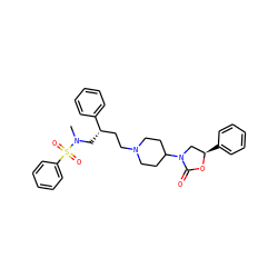 CN(C[C@@H](CCN1CCC(N2C[C@@H](c3ccccc3)OC2=O)CC1)c1ccccc1)S(=O)(=O)c1ccccc1 ZINC000028128272