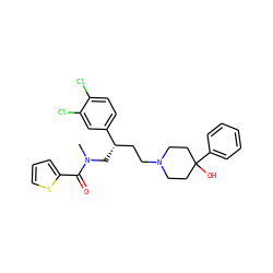 CN(C[C@@H](CCN1CCC(O)(c2ccccc2)CC1)c1ccc(Cl)c(Cl)c1)C(=O)c1cccs1 ZINC000028014517