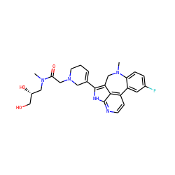 CN(C[C@@H](O)CO)C(=O)CN1CCC=C(c2[nH]c3nccc4c3c2CN(C)c2ccc(F)cc2-4)C1 ZINC001772625905
