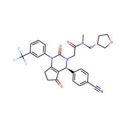 CN(C[C@@H]1CCOC1)C(=O)CN1C(=O)N(c2cccc(C(F)(F)F)c2)C2=C(C(=O)CC2)[C@@H]1c1ccc(C#N)cc1 ZINC001772639378