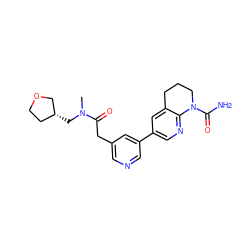 CN(C[C@@H]1CCOC1)C(=O)Cc1cncc(-c2cnc3c(c2)CCCN3C(N)=O)c1 ZINC000221409639