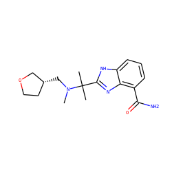 CN(C[C@@H]1CCOC1)C(C)(C)c1nc2c(C(N)=O)cccc2[nH]1 ZINC000040933171