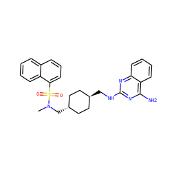 CN(C[C@H]1CC[C@H](CNc2nc(N)c3ccccc3n2)CC1)S(=O)(=O)c1cccc2ccccc12 ZINC000253637083