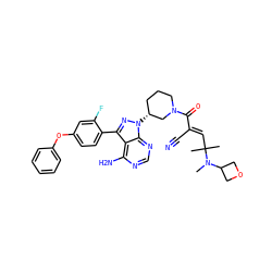 CN(C1COC1)C(C)(C)/C=C(\C#N)C(=O)N1CCC[C@@H](n2nc(-c3ccc(Oc4ccccc4)cc3F)c3c(N)ncnc32)C1 ZINC000207784845