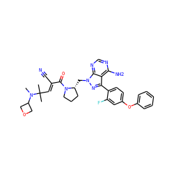 CN(C1COC1)C(C)(C)/C=C(\C#N)C(=O)N1CCC[C@H]1Cn1nc(-c2ccc(Oc3ccccc3)cc2F)c2c(N)ncnc21 ZINC000207779092